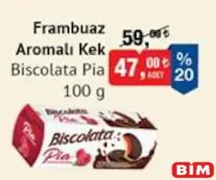 BİSCOLATA PİA FRAMBUAZ AROMALI KEK 100 G fiyat ve kampanya bilgisi